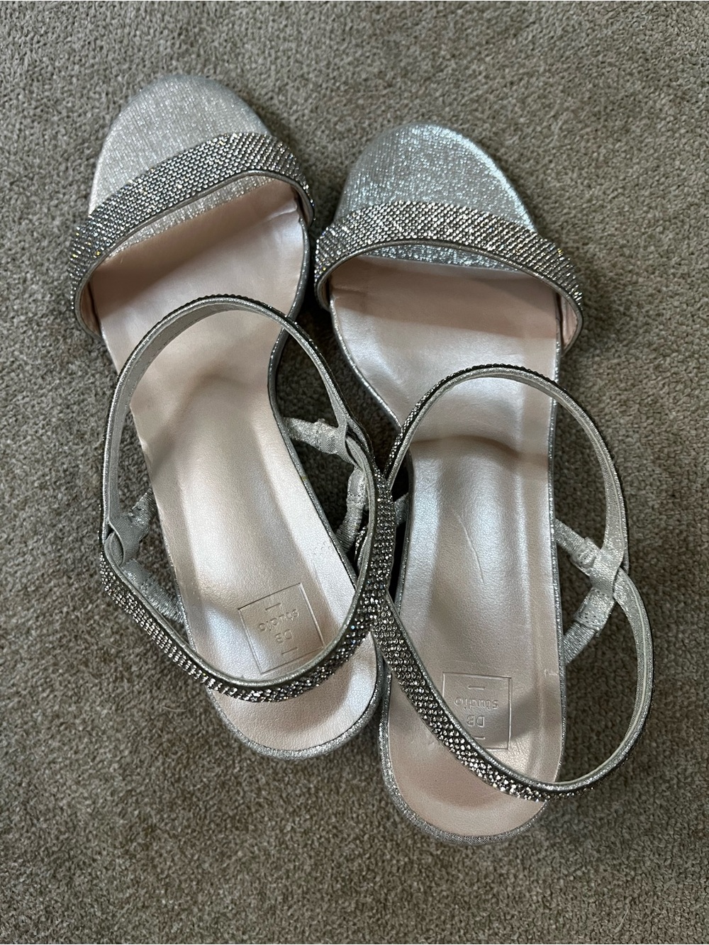 David's Bridal Silver Rhinestone Strap Slingback Sandals Annie size 8 - Picture 4 of 7